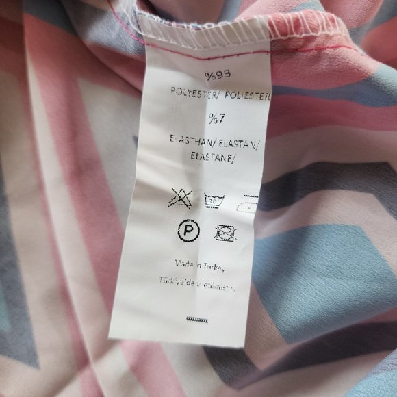 Polo Bonetta Bright Groovy Multi Color Long Sleeve Button Down Blouse Size 2XL46 - Picture 7 of 7